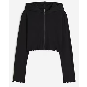 เสื้อครอปมีฮู้ดผ้าฟลีซของผู้หญิงเสื้อครอปซิปเต็มตัวสำหรับฤดูใบไม้ร่วงฤดูหนาว100% - Product Image 6