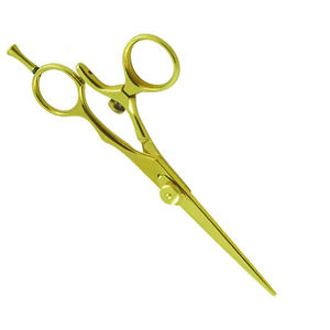 Ciseaux de coiffeur tranchants à bord de rasoir couleur or ciseaux de beauté à lame tranchante droite avec anneau réglable et repose-doigt - Product Image 4