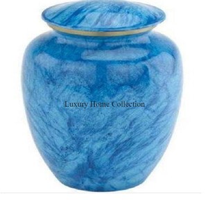 โกศงานศพสำหรับองค์กรเก็บขี้เถ้าวัสดุเคลือบสีฟ้า - Product Image 1