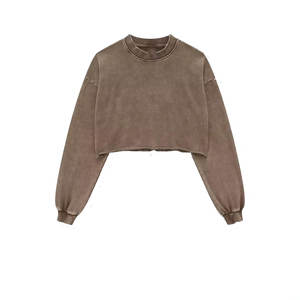 Top Trending Wholesale Long Sleeve Tie Die Crop Tops para mujer Sudadera Logotipo personalizado Recortada 100% Sudadera con capucha de algodón para mujer - Product Image 2