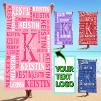 Serviette de plage personnalisée avec nom, super absorbante, séchage rapide, polyester, idéale pour la natation, le camping et les voyages, style moderne