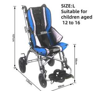Fauteuil roulant de luxe pour enfants - Multifonctionnel en acier et alliage d'aluminium, couleurs rouge/bleu/rose, utilisation intérieure/extérieure pour les enfants de 2 à 16 ans - Product Image 2