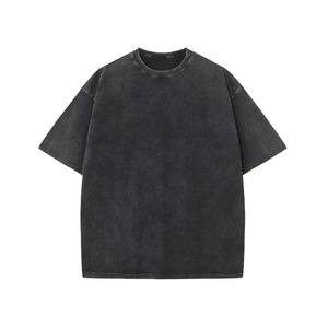 Camiseta de gran tamaño con músculos para hombre 2025, Camiseta de algodón 100% lavada con ácido de alta elasticidad para hombre, estampado holgado - Product Image 5