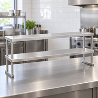 Étagère de comptoir à deux niveaux en acier inoxydable, support de cuisine commercial, étagère de restaurant, taille personnalisée