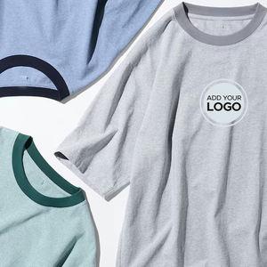 Ringer เสื้อยืดผู้ชาย, เสื้อยืดทรงหลวมทรงหลวมแขนสั้นผ้าฝ้ายรุ่นพื้นฐาน - Product Image 4