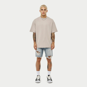 Vente flash, t-shirts à épaules tombantes 100% haute qualité pour hommes, impression de logo personnalisée, t-shirts vierges respirants, t-shirt surdimensionné pour le fitness - Product Image 5