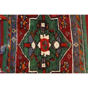 Alfombra pequeña vintage de 1.5x4.5 pies, alfombra turca de lana con lunares rojos - Product Image 5