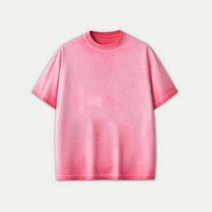 Camiseta de algodón 100% de lujo para hombre, camisetas lavadas con ácido de gran tamaño con logotipo Vintage en blanco de alta calidad, camiseta personalizada desteñida para hombre - Product Image 1