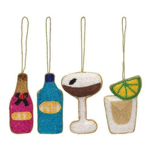 Ornement perlé de luxe Zari Décoration de vacances dorée avec accents verts et rouges pour arbre de Noël ou affichage festif - Product Image 1