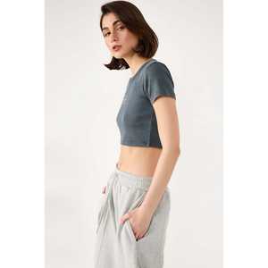 T-shirt court côtelé orné de pierres - Product Image 3