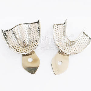 Juego de 6 bandejas de impresión de mandíbula Edentulous de bandeja dental de acero inoxidable perforado - Product Image 4