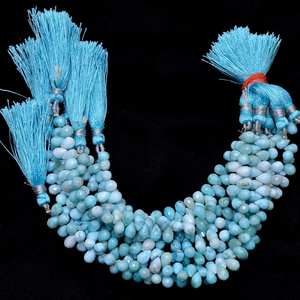 ลูกปัดอัญมณีทรงหยดน้ำแร่ลาริมาร์ธรรมชาติขนาด7x4มม. ลูกปัดหลวมสำหรับทำเครื่องประดับ - Product Image 1