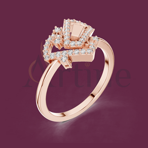 10K 14K Gold Halo Setting Engagement <b>Ring</b> with <b>CZ</b> Stones - Product Image 1