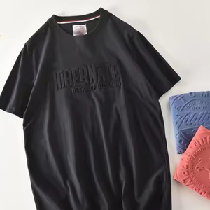 Custom embroidery logo unisex Embossed t Shirts OEM Breathable Oversized Drop Shoulder T-shirts with customized logo and designs - Product Image 5