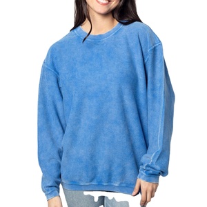 Sweat-shirts pour femmes 100% coton, coupe oversize, effet délavé, col rond côtelé, grandes tailles, MADE BY HS 2026 - Product Image 4