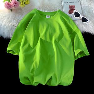 เสื้อยืดคอกลมแขนสั้นสำหรับผู้ชายทรงหลวมสีพื้นเสื้อสไตล์สตรีทแวร์ผ้าฝ้ายระบายอากาศโลโก้แบบกำหนดเองด้านหน้าสำหรับฤดูร้อน - Product Image 6