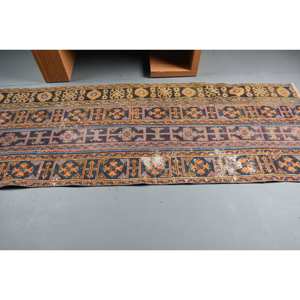 Classic Blue <b>Red</b> 3 X 8ft Turkish Wool Jute Rug Large Area Rectangle Patchwork Weave with <b>Latex</b> Backing for Hallway Room Decor - Product Image 3