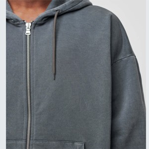 Sweat à capuche zippé en coton avec fermeture à glissière en polaire lourde et fermeture éclair pour hommes Fabricant sur mesure OEM - Product Image 6