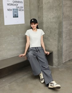 Women's Slim Fit Summer <b>Crop</b> <b>Top</b> T-Shirt 230gsm Custom Logo O-Neck Blank T-shirt for <b>men</b> DDP Shipping - Product Image 2