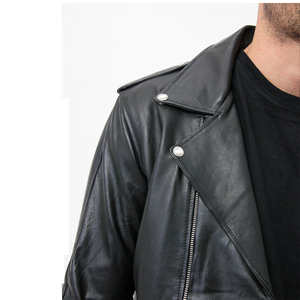 Mens Motorcycle Genuine Leather Jacket <b>Heavy</b> <b>Duty</b> Durable Warm Winter Outdoor <b>Coat</b> Rugged Fashion Eco-Friendly <b>Stand</b> Front - Product Image 4