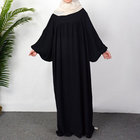 Abaya Modeste pour Femme, Manches Longues, Couleur Unie, Longueur Ras du Sol, Robe en Coton, Usage Quotidien, Style Moyen-Orient, Coupe Ample, Col Rond