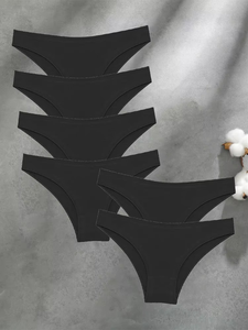 Paquete de 6 bragas de algodón antibacterianas de punto para mujer, transpirables, de talle medio, suaves y cómodas, talla M-XXL - Product Image 2