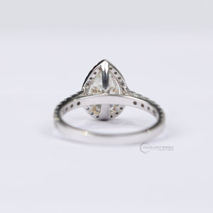 แหวนหมั้นทรงรอยัลพีร์ 1.64 กะรัต ผลิตในห้องปฏิบัติการ ประดับด้วยเพชรแบบฮาโล ทองคำขาว 18K ไซส์ US 7 ของขวัญสำหรับการขอแต่งงาน งานแต่งงาน เครื่องประดับสำหรับผู้หญิง - Product Image 4