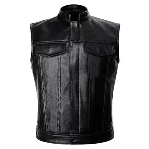Nueva moda Pu cuero Rock Punk chaleco hombres Cosplay disfraz Color negro motociclista chaqueta sin mangas abrigo ropa - Product Image 1