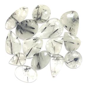 AAA Grado Alto IGI Certificado Natural Negro Rutilo Cuarzo Cabujón Pulido Suelto Piedra Preciosa Colgante Collar Rutilo Joyería Lote - Product Image 3