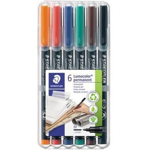 Marcadores Permanentes STAEDTLER Lumocolor 317, 1 mm, Colores Surtidos, No Resistentes al Agua, Paquete de 6 - Product Image 1