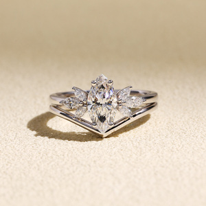 10X5mm Marquise Cut Moissanite Engagement <b>Ring</b> Minimalist 925 Sterling <b>Silver</b> - Product Image 1