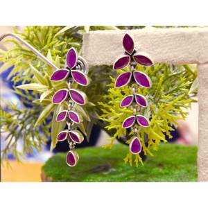 Boucles d'oreilles en argent sterling 925 avec rubis naturel élégantes et légères pour les mariages et les anniversaires - Product Image 3