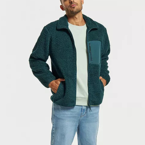 Chaqueta Sherpa con Capucha Estilo Urbano, Color Sólido, Logotipo Personalizado, Cierre de Cremallera, Corte Holgado Unisex, Diseño de Parches de Camuflaje - Product Image 3