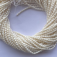 Collier de perles d'eau douce naturelles de 3 mm, couleur crème, forme riz lisse, qualité AAA, certifiées IGI, pour la confection de bijoux