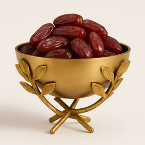 ชามสแตนเลสพร้อมก้านและใบไม้ทองเหลืองทรงตั้งทรงกลมสินค้าออกแบบได้ตามต้องการ - Product Image 1