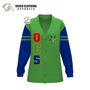 Sorority Embroidery Custom Order Of Easter Star Knitwear Women Sorority Sublimated Ladies OES Knit Acrylic <b>Cardigan</b> Sweater - Product Image 4