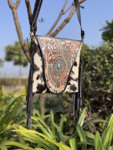 Bolsos de Hombro y Cruzados de Cuero Tallado a Mano al por Mayor, con Flecos, de Piel de Vaca, Estilo Bohemio Gitano, Vintage, Hechos a Mano - Product Image 2