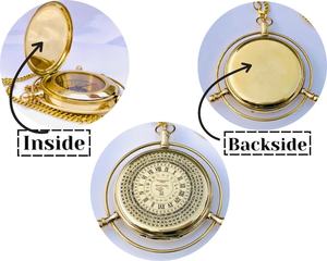Calvin Handicraft Brújula dorada Regalo de latón Regalo de cumpleaños personalizado Brújula de Navidad única Lector de símbolos de luz del norte - Product Image 2