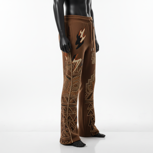 Pantalon évasé en polyester et élasthanne de qualité supérieure, extensible, couleur ivoire, design à panneaux, strass thermocollés, logo personnalisé - Product Image 3