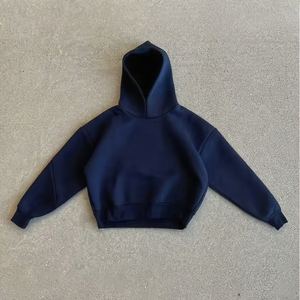 OEM ODM Winter Streetwear Custom Oversize Cotton Print Men's Blank Solid Cropped Boxy Zip-Up <b>Hoodie</b> - Product Image 4