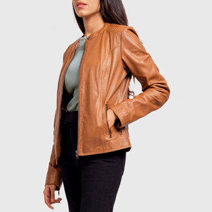 2025 New Breathable Quick Dry Latest Design Cropped Women's <b>Leather</b> <b>Jackets</b> New Custom Made <b>Genuine</b> <b>Leather</b> <b>Jackets</b> - Product Image 3