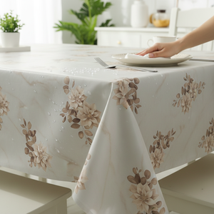 High Quality Eco-Friendly PVC <b>Tablecloth</b> 140x180cm Modern Design Easy Clean Floral Pattern Woven Technique Waterproof Home - Product Image 1