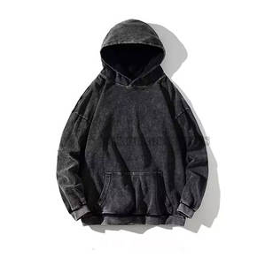 Sudadera con Capucha Oversize para Hombre, Lavado Ácido, Invierno, Color Sólido, Algodón Poliéster Impermeable, Diseño 3D con Logotipo Personalizado, Gris Humo - Product Image 1