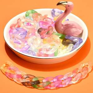 designed to mix with metal beads and <b>charms</b> Resin link chain great for seasonal fashion collections Resin link chain at low cost - Product Image 3