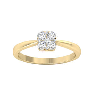 Charmante bague de mariage en diamant de laboratoire en grappe classique jaune blanc or rose avec Setting-DS0104 de pression de forme carrée - Product Image 1