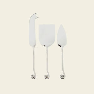 Juego de queso de metal Premium con acabado pulido y asas elegantes diseñadas para interiores decorativos de comedor y servicio. - Product Image 1