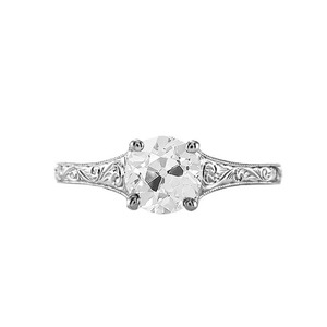 Bague Solitaire Style Antique avec Diamant Naturel Taillé Mine Cut de 1,50 Carats Certifié IGI, en Or 14K Rhodié, pour Mariage et Cérémonie - Product Image 3