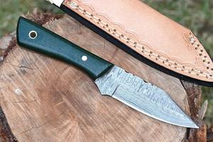 Couteau de chasse en plein air de camping à lame fixe en acier damas fait à la main manche en palissandre couverture en cuir Support OEM nouveau Design - Product Image 4