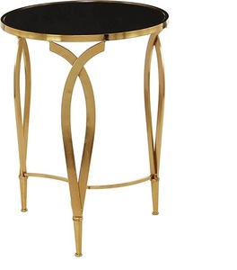 Mesa Auxiliar con Tapa de Cristal y Detalles en Hierro Forjado, Estructura Metálica Moderna, Decoración para Sala de Estar o Dormitorio, Ecológica y Fácil de Limpiar - Product Image 1