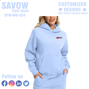 เสื้อฮู้ดผู้หญิงแบบโอเวอร์ไซส์ ผ้าฝ้าย คอตตอน แบบสวมหัว มีฮู้ด สีพื้น สตรีทแวร์ แจ็คเก็ตผ้าฟลีซ เสื้อผ้าออกกำลังกายแบบสั่งทำได้ สวมใส่สบายๆ - Product Image 2